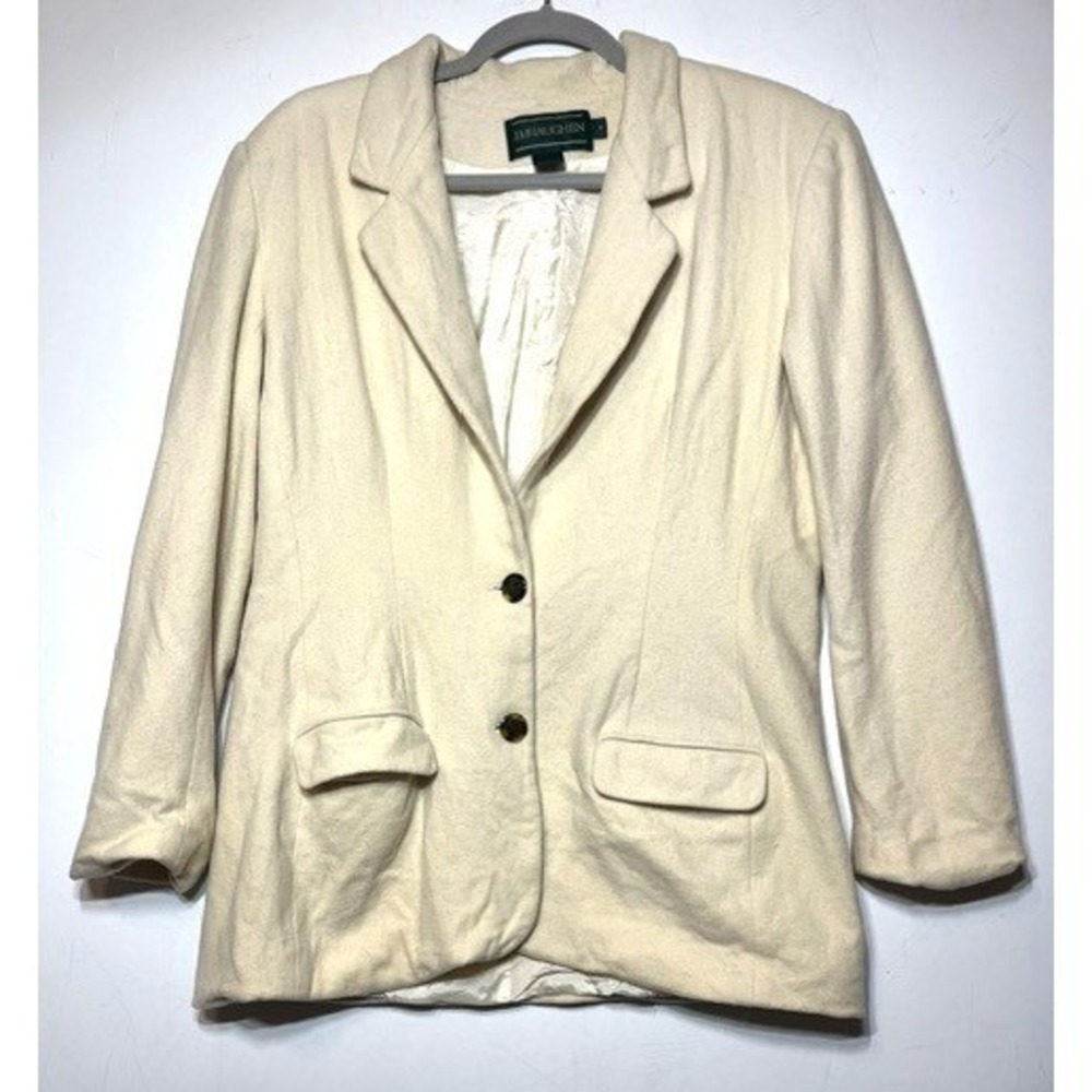 J.McLaughlin Cream Wool Cashmere Blend Blazer Jacket Ivory Size 12 Made in USA